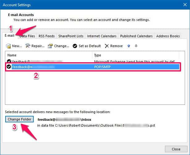 outlook 2010 files location windows 10